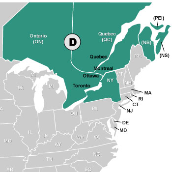 Map of Upstate NY Sales Rep States